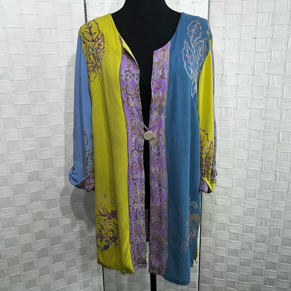 Soft Surroundings Women’s Breezy Batik Duster Topper Size Small Boho Lagenlook - Picture 13 of 13